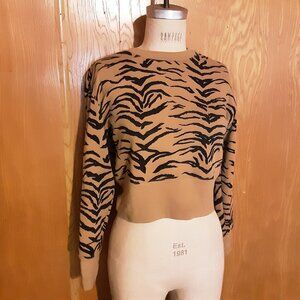 Madewell Tiger Stripe Crop Sweatshirt XXS